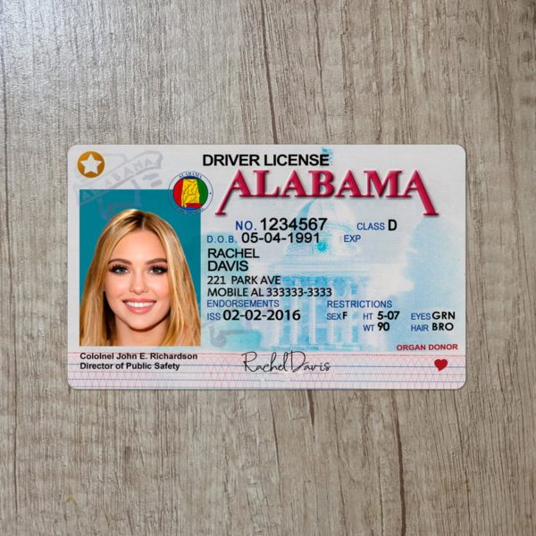 Authentic Alabama Driver License Template