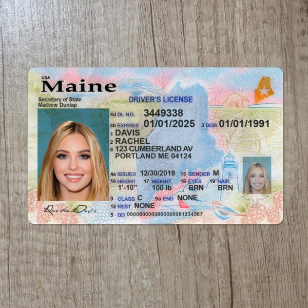 Maine Fake driver license template