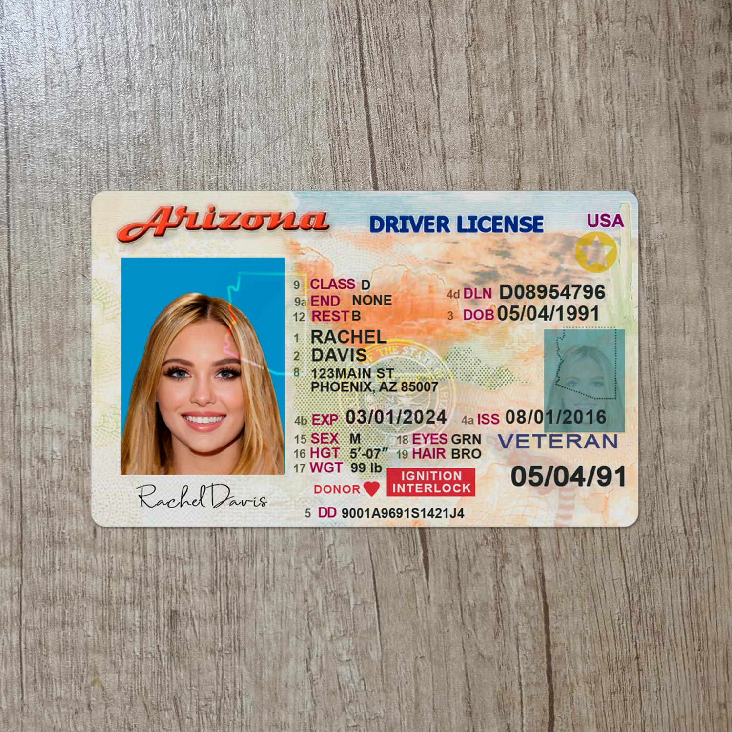 Customizable Arizona Driver License Template