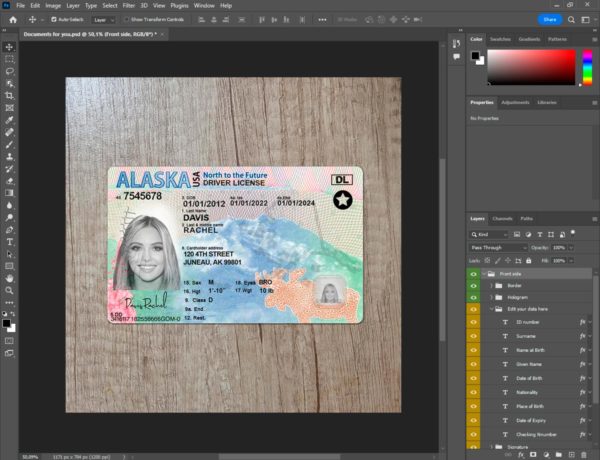 Alaska Fake driver license template