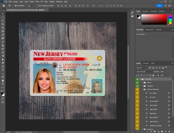 New Jersey Fake driver license template