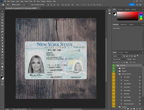 New York Fake driver license template