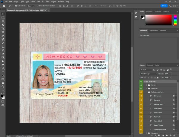 New Mexico Fake driver license template