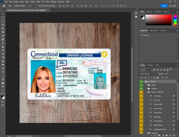 Connecticut Fake driver license template