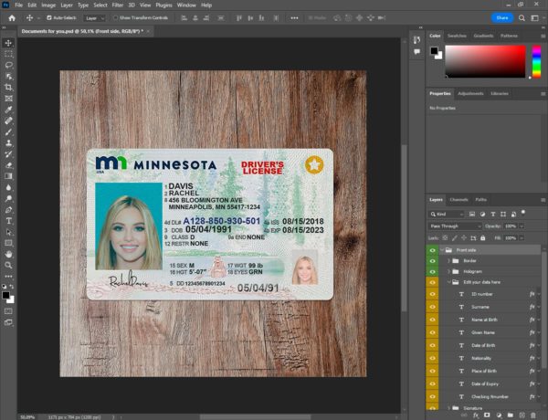 Minnesota Fake driver license template
