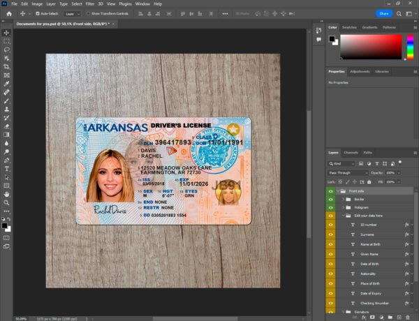 Arkansas Fake driver license template