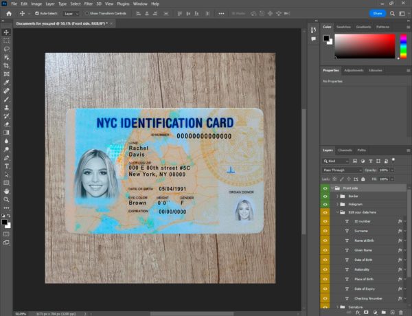 Trusted New York ID Template
