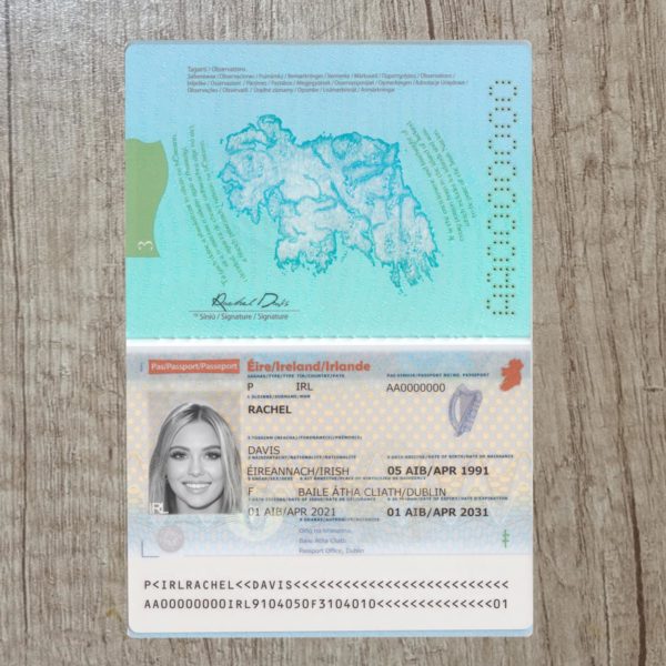 Ireland Passport template