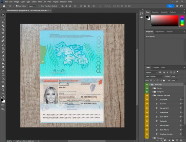 Ireland Passport template